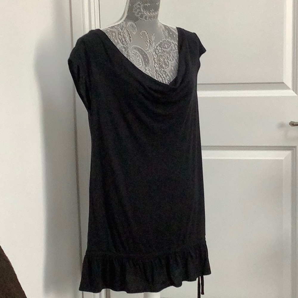 Nine West Black Ruched Ruffled Tunic, Size M - Picture 4 of 11